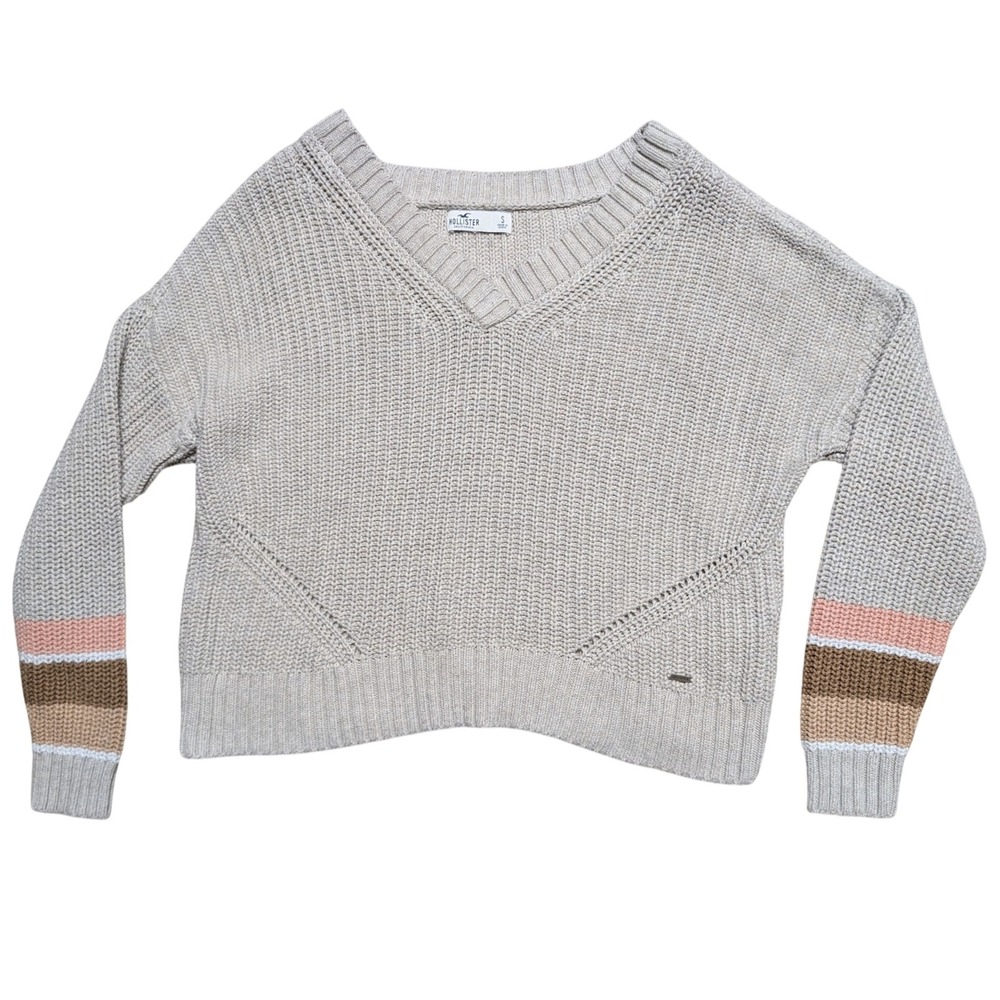 Hollister Women's Small Grey‎ Cropped Knit Long Sleeve Pullover Sweeter